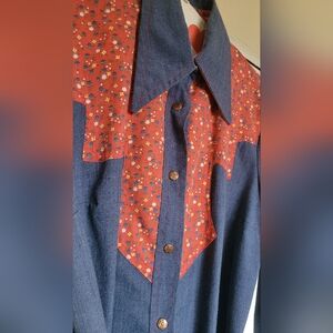 Vintage Denim Country Western Maxi Dress